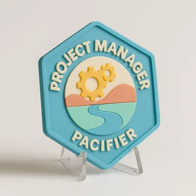 Project Manager Pacifier magnetic 3D-printed achievement badge