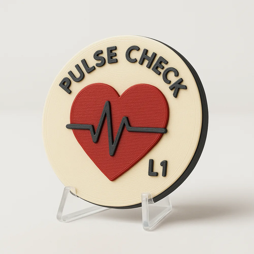 Pulse Check magnetic 3D-printed achievement badge