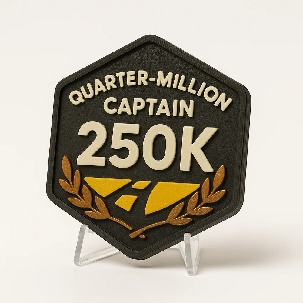 Quarter-Million Captain magnetic 3D-printed achievement badge