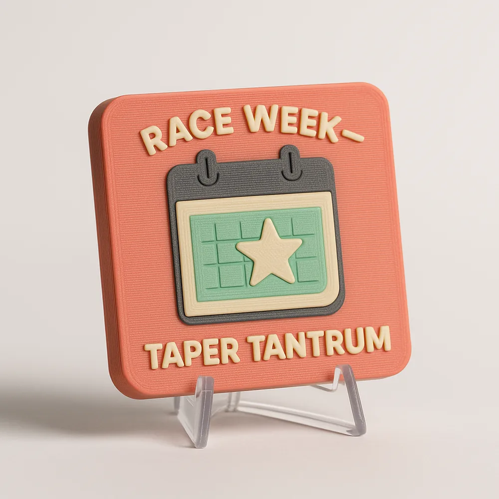 Race Week - Taper Tantrum magnetic 3D-printed achievement badge