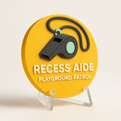 Recess Aide - Playground Patrol magnetic 3D-printed achievement badge