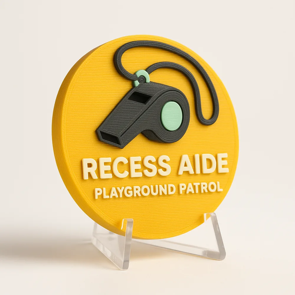Recess Aide - Playground Patrol magnetic 3D-printed achievement badge