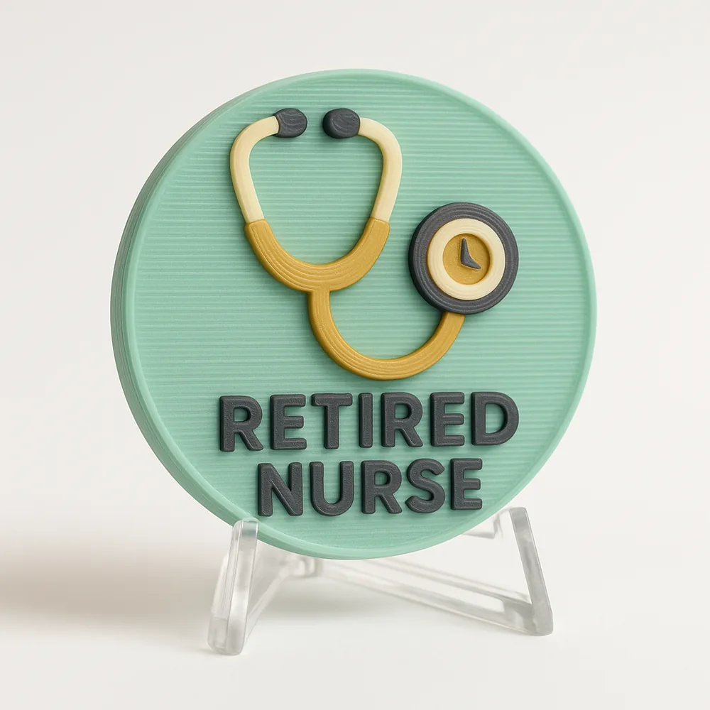 Retired Nurse magnetic 3D-printed achievement badge