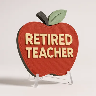 Retired Teacher magnetic 3D-printed achievement badge