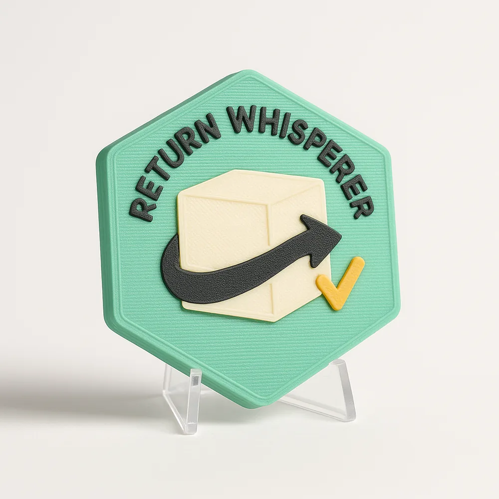 Return Whisperer magnetic 3D-printed achievement badge