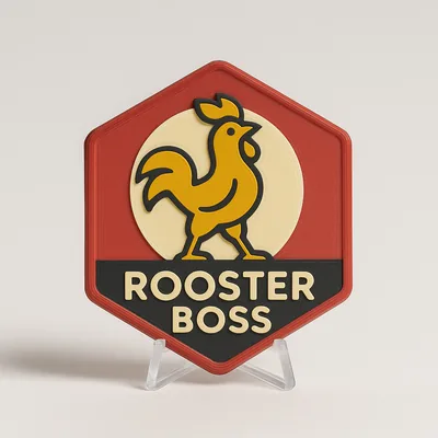 Rooster Boss magnetic 3D-printed achievement badge