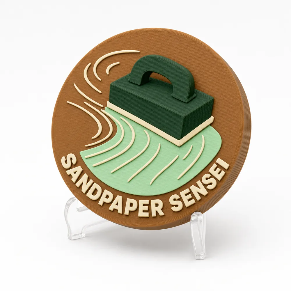 SANDPAPER SENSEI magnetic 3D-printed achievement badge