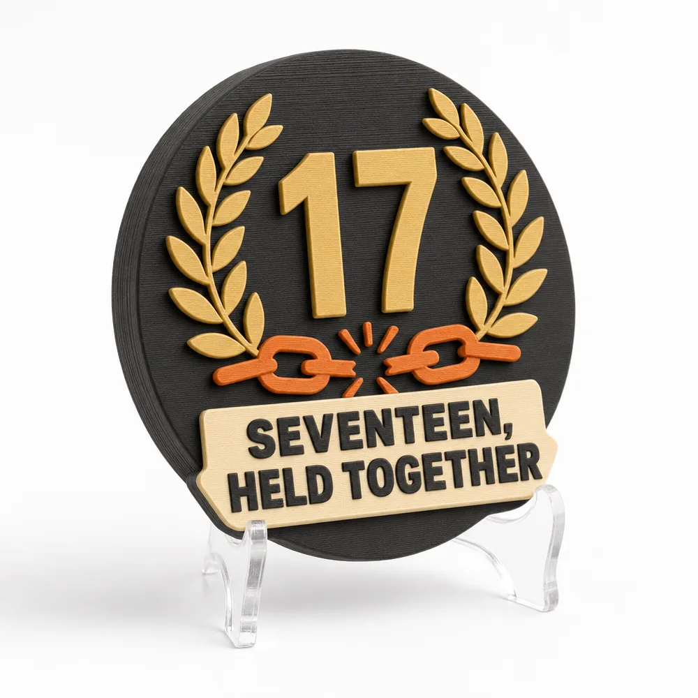 Seventeen, Held Together magnetic 3D-printed achievement badge