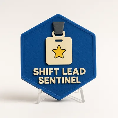 Shift Lead Sentinel magnetic 3D-printed achievement badge