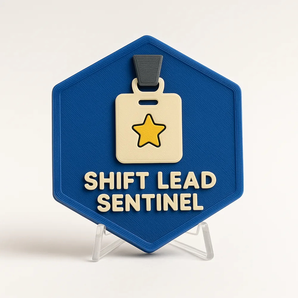 Shift Lead Sentinel magnetic 3D-printed achievement badge