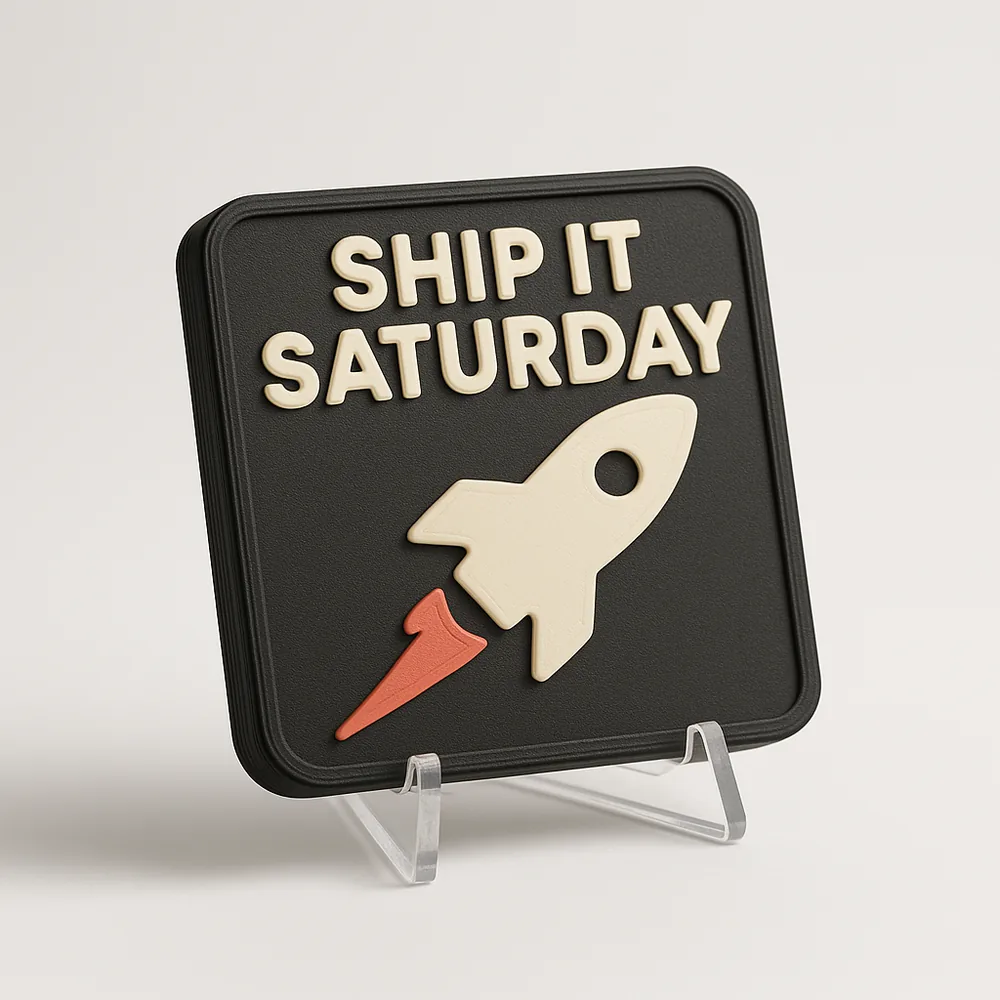 Ship It Saturday magnetic 3D-printed achievement badge
