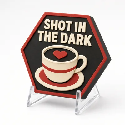 SHOT IN THE DARK magnetic 3D-printed achievement badge