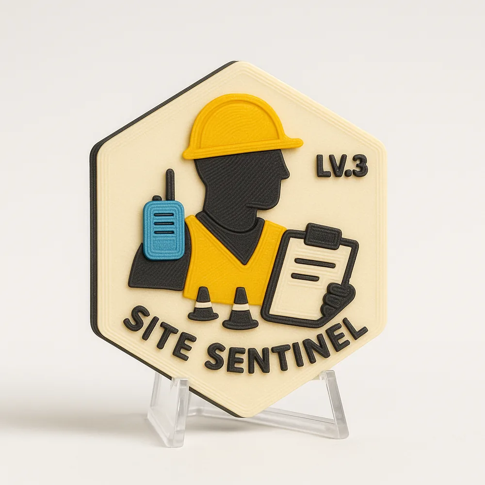 Site Sentinel magnetic 3D-printed achievement badge