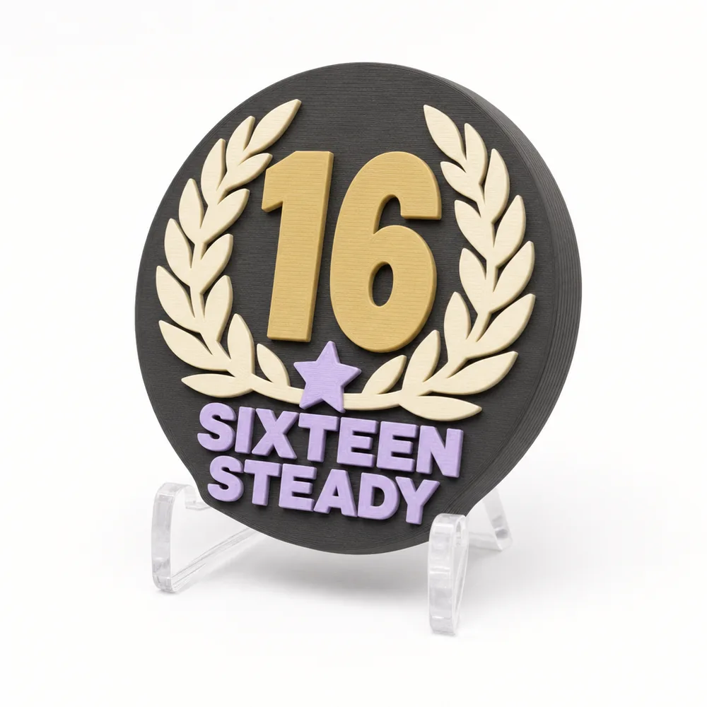 Sixteen Steady magnetic 3D-printed achievement badge