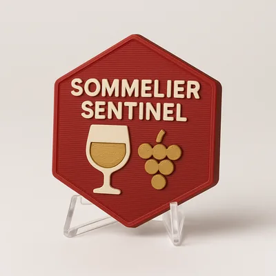 Sommelier Sentinel magnetic 3D-printed achievement badge