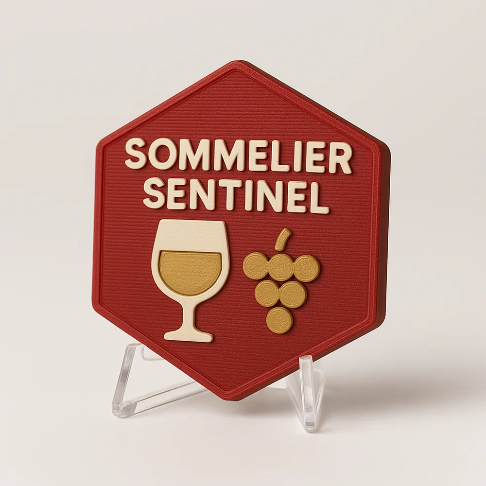 Sommelier Sentinel magnetic 3D-printed achievement badge