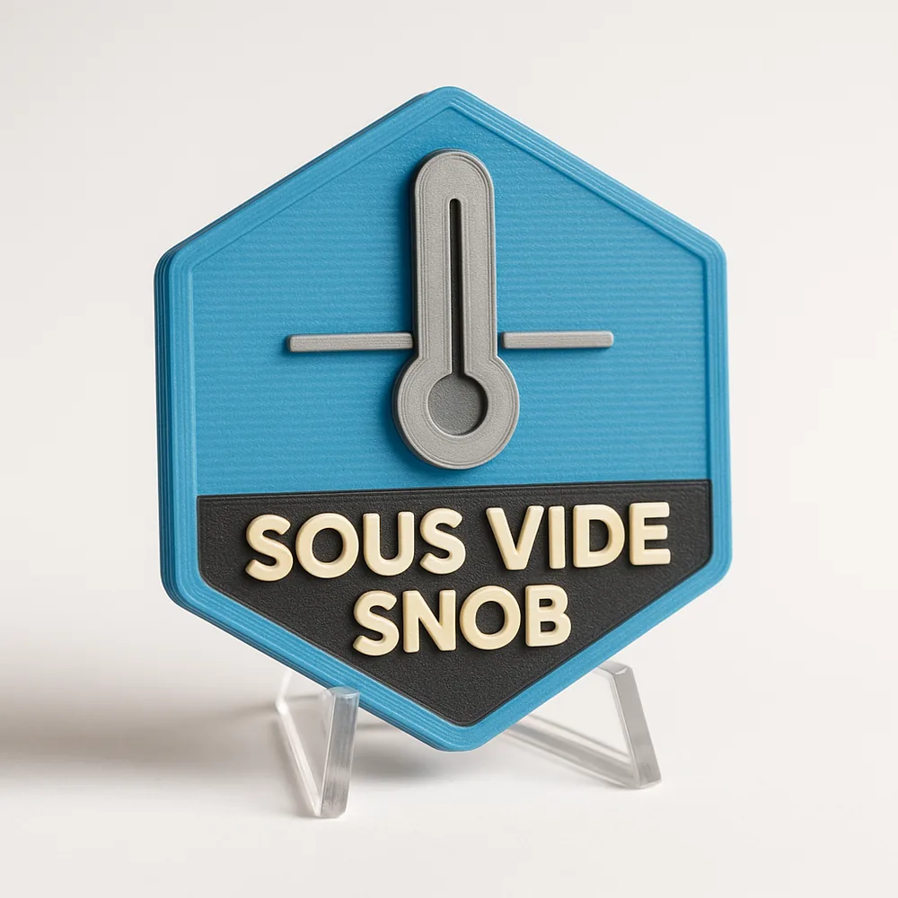 Sous Vide Snob magnetic 3D-printed achievement badge