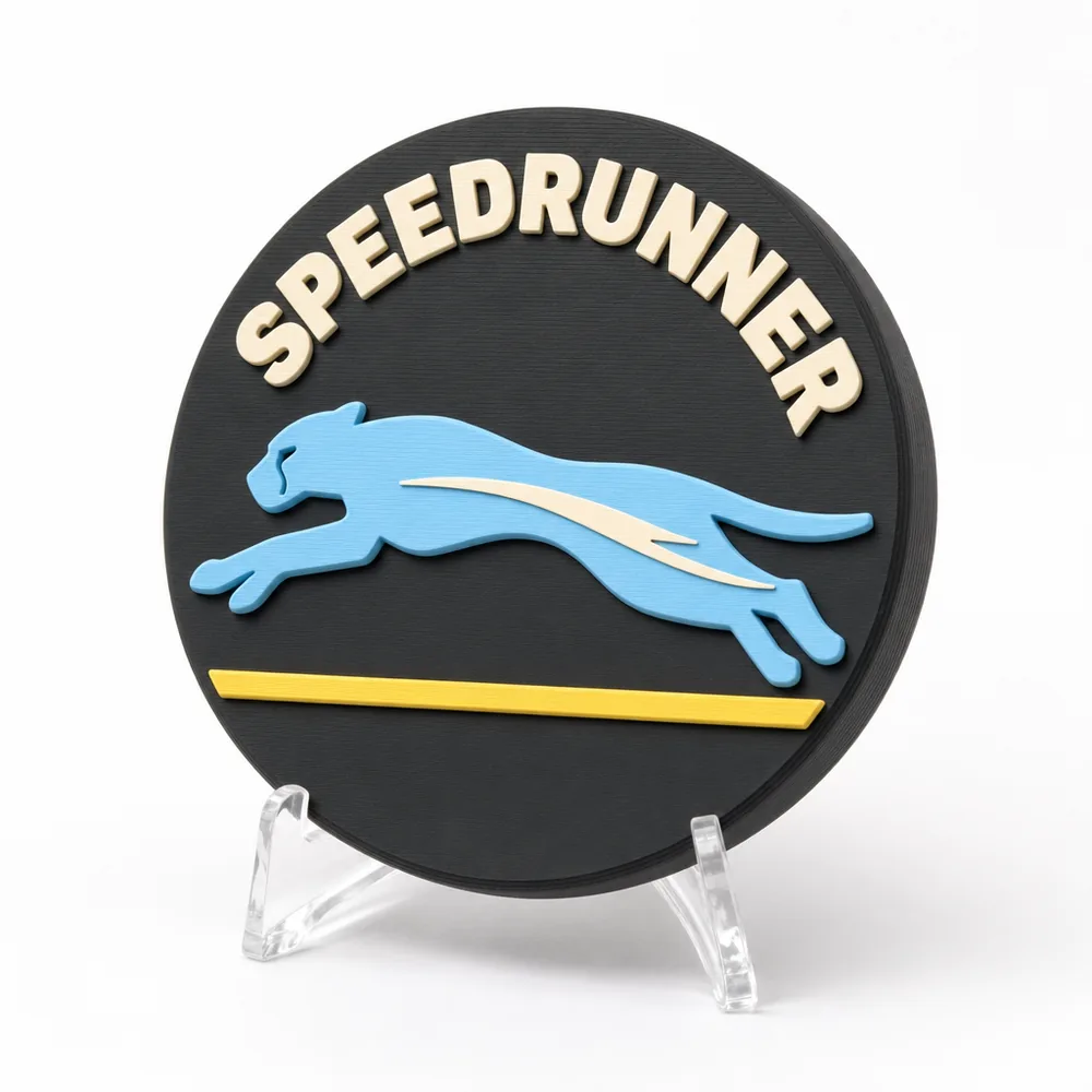 Speedrunner magnetic 3D-printed achievement badge