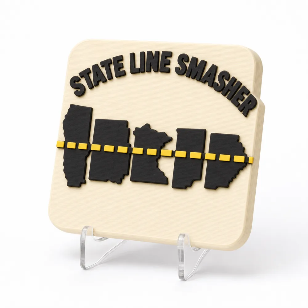 State Line Smasher magnetic 3D-printed achievement badge