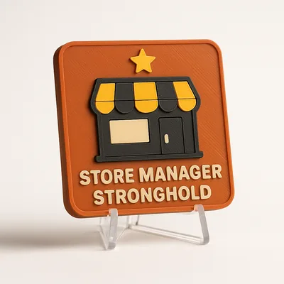 Store Manager Stronghold magnetic 3D-printed achievement badge