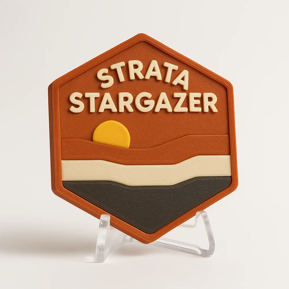 Strata Stargazer magnetic 3D-printed achievement badge