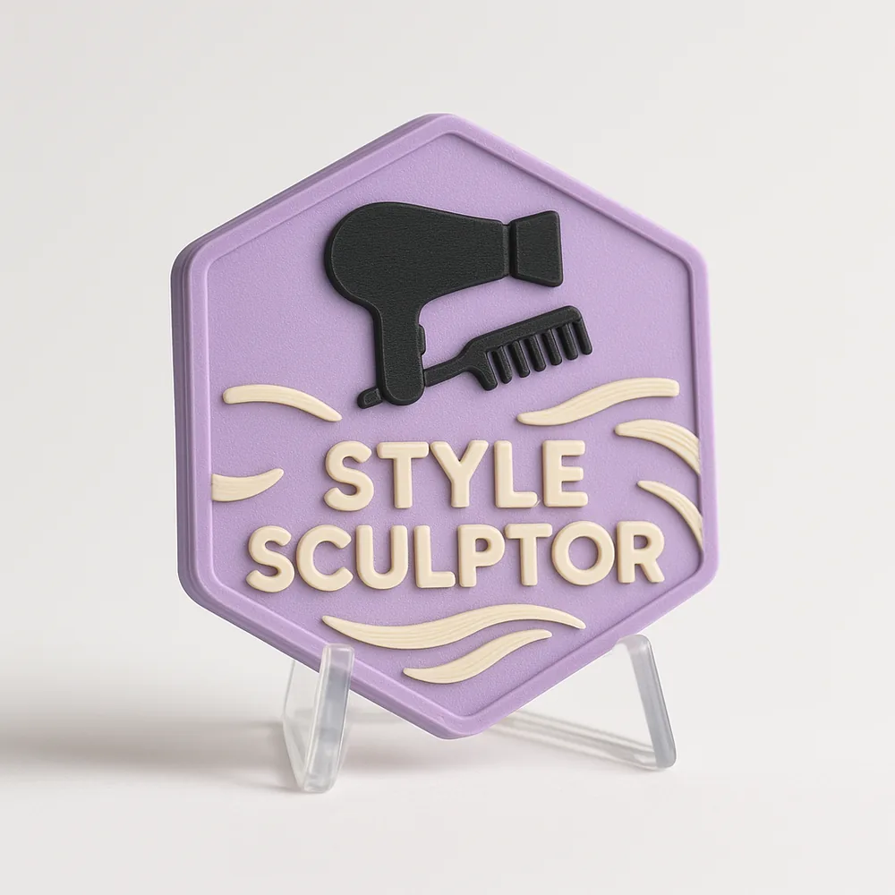 Style Sculptor magnetic 3D-printed achievement badge