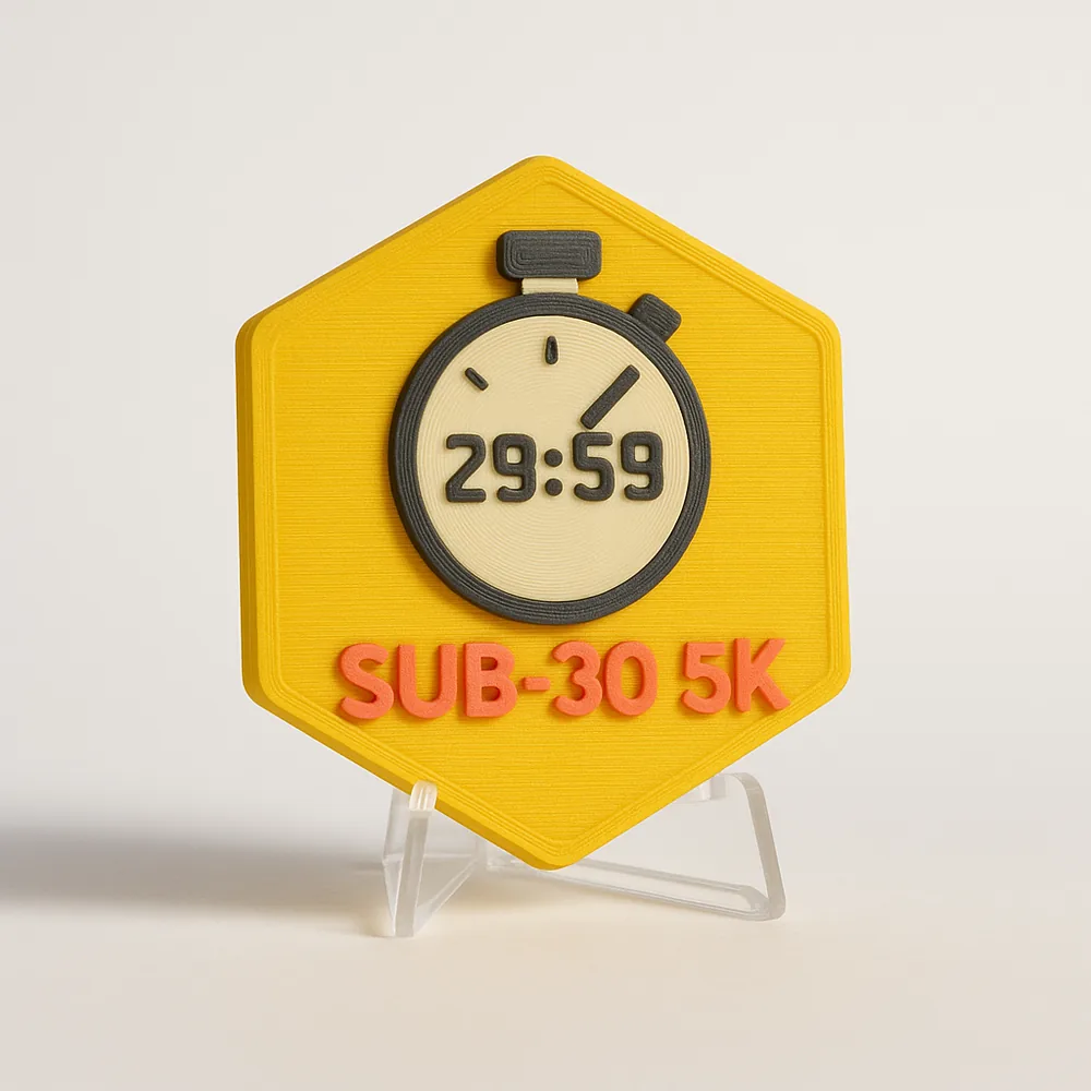 Sub-30 5K magnetic 3D-printed achievement badge