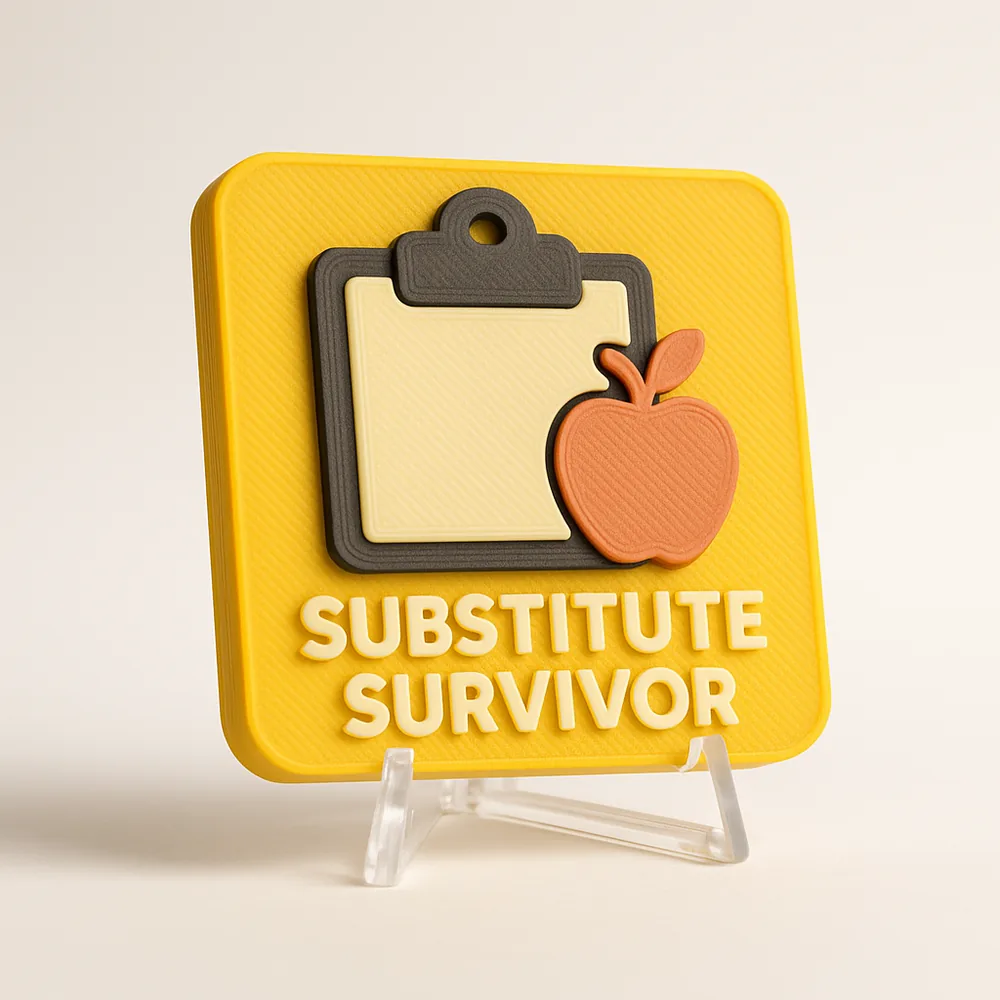 Substitute Survivor magnetic 3D-printed achievement badge