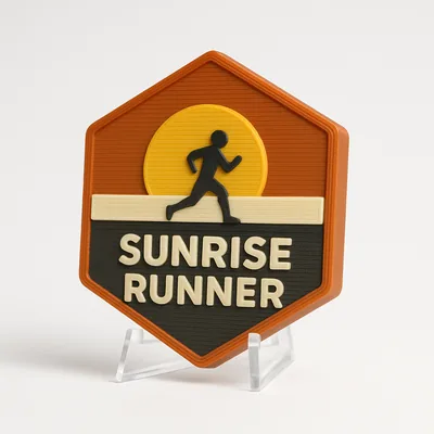 Sunrise Runner magnetic 3D-printed achievement badge