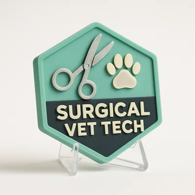 Surgical Vet Tech magnetic 3D-printed achievement badge