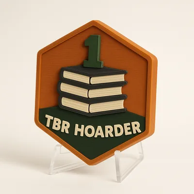 TBR Hoarder magnetic 3D-printed achievement badge