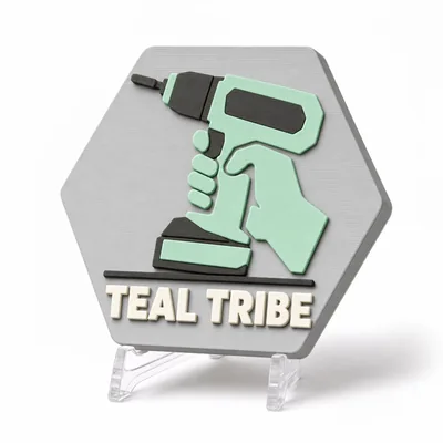 Teal Tribe magnetic 3D-printed achievement badge