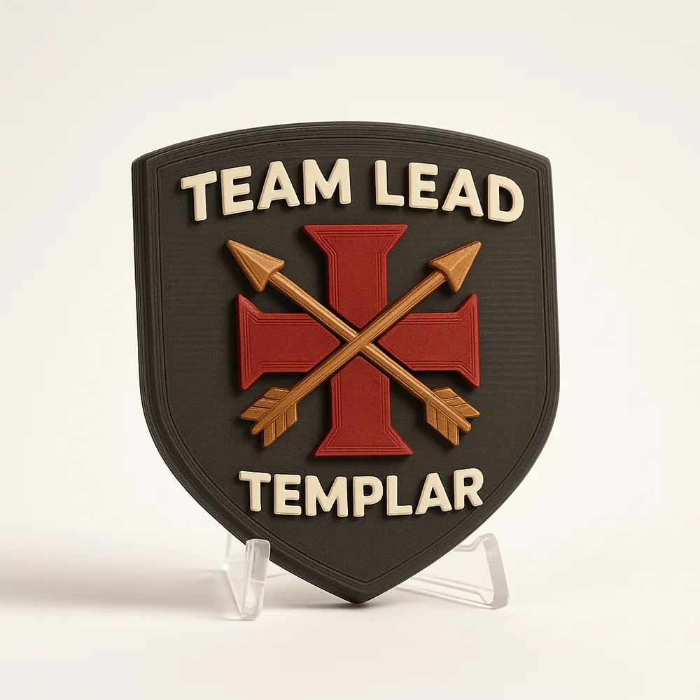 Team Lead Templar magnetic 3D-printed achievement badge