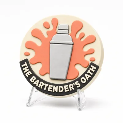 The Bartender's Oath magnetic 3D-printed achievement badge