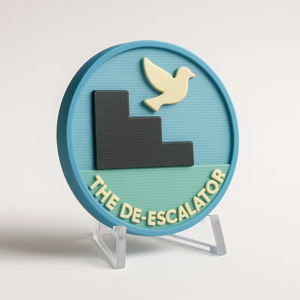 The De-escalator magnetic 3D-printed achievement badge