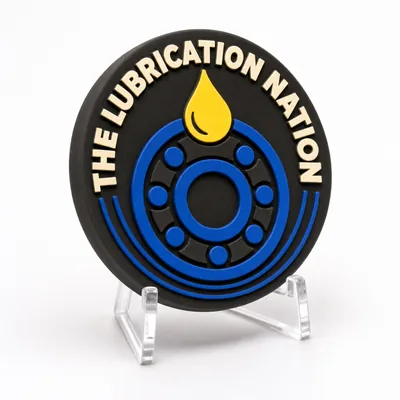 THE LUBRICATION NATION magnetic 3D-printed achievement badge