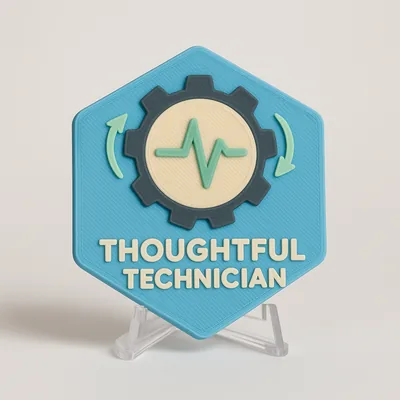 Thoughtful Technician magnetic 3D-printed achievement badge