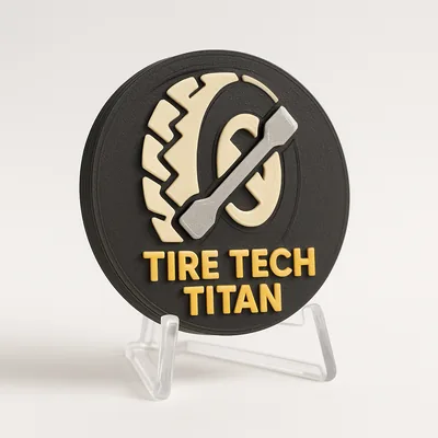 Tire Tech Titan magnetic 3D-printed achievement badge