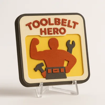 Toolbelt Hero magnetic 3D-printed achievement badge