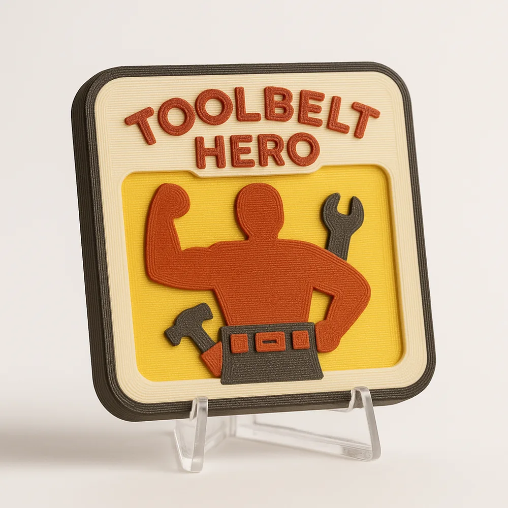 Toolbelt Hero magnetic 3D-printed achievement badge
