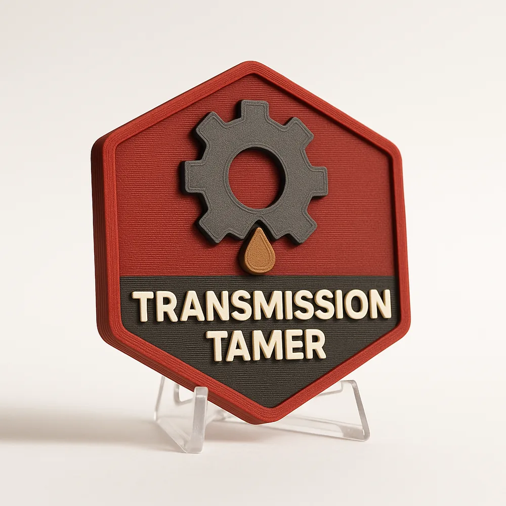 Transmission Tamer magnetic 3D-printed achievement badge