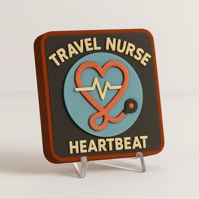 Travel Nurse Heartbeat magnetic 3D-printed achievement badge