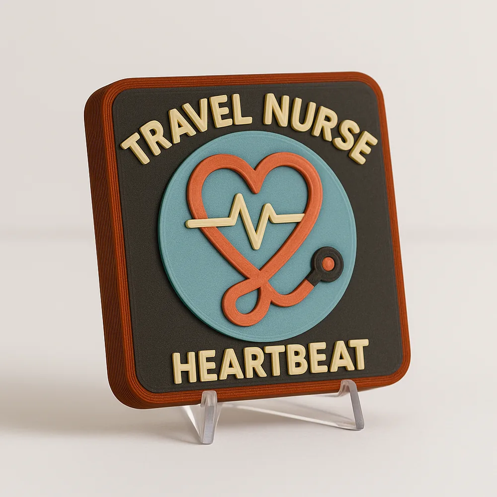 Travel Nurse Heartbeat magnetic 3D-printed achievement badge