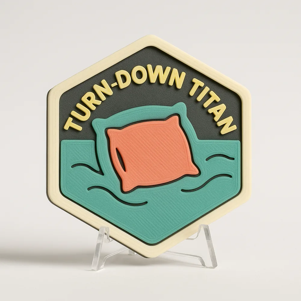 Turn-Down Titan magnetic 3D-printed achievement badge
