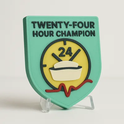 Twenty-Four Hour Champion magnetic 3D-printed achievement badge