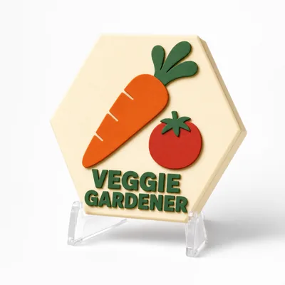 Veggie Gardener magnetic 3D-printed achievement badge