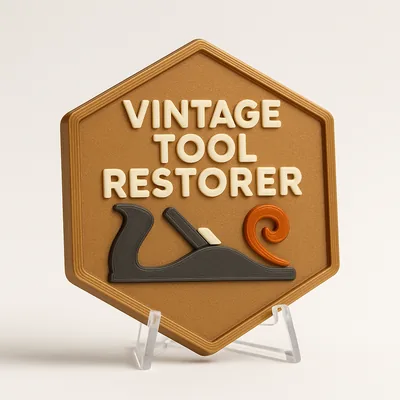 Vintage Tool Restorer magnetic 3D-printed achievement badge