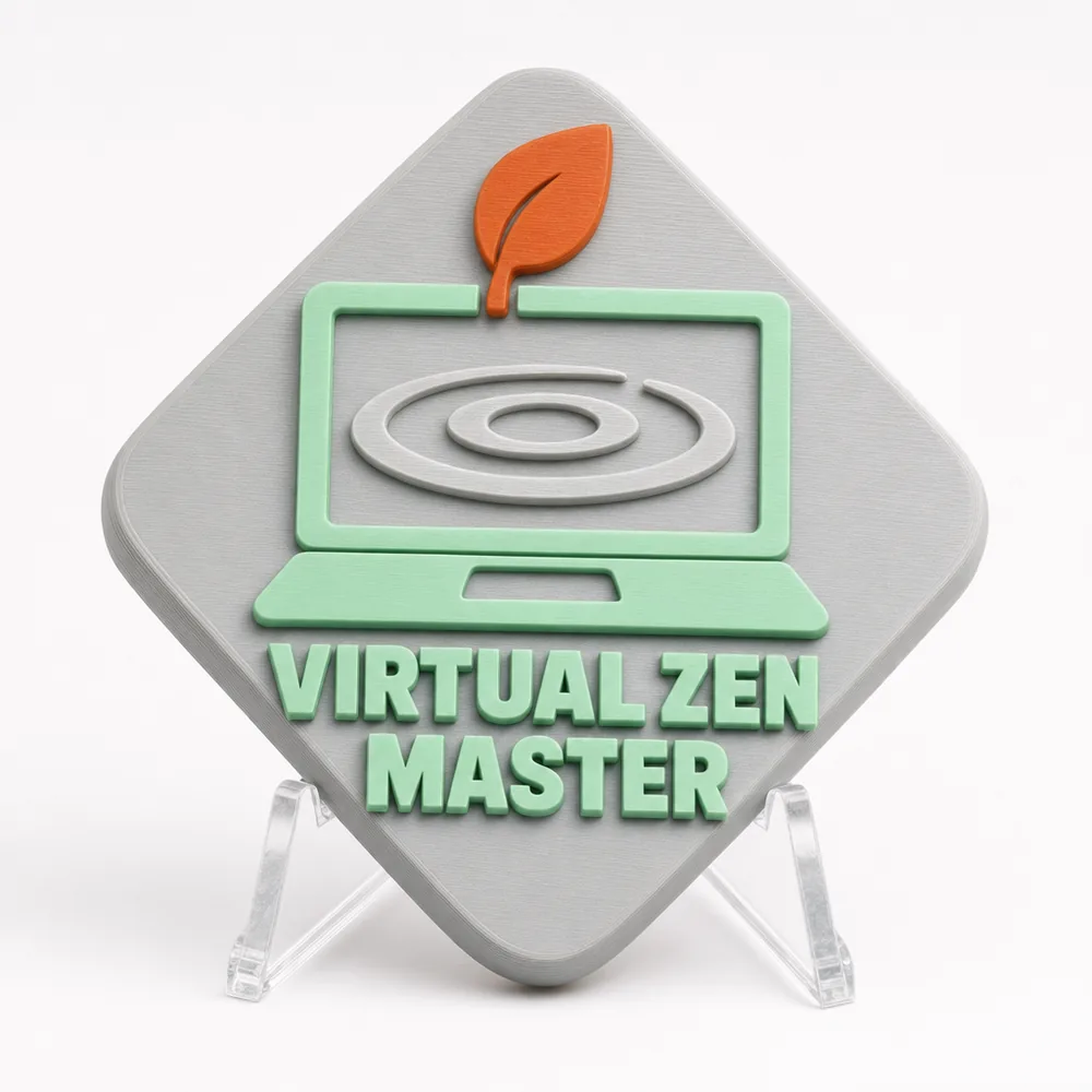 VIRTUAL ZEN MASTER magnetic 3D-printed achievement badge