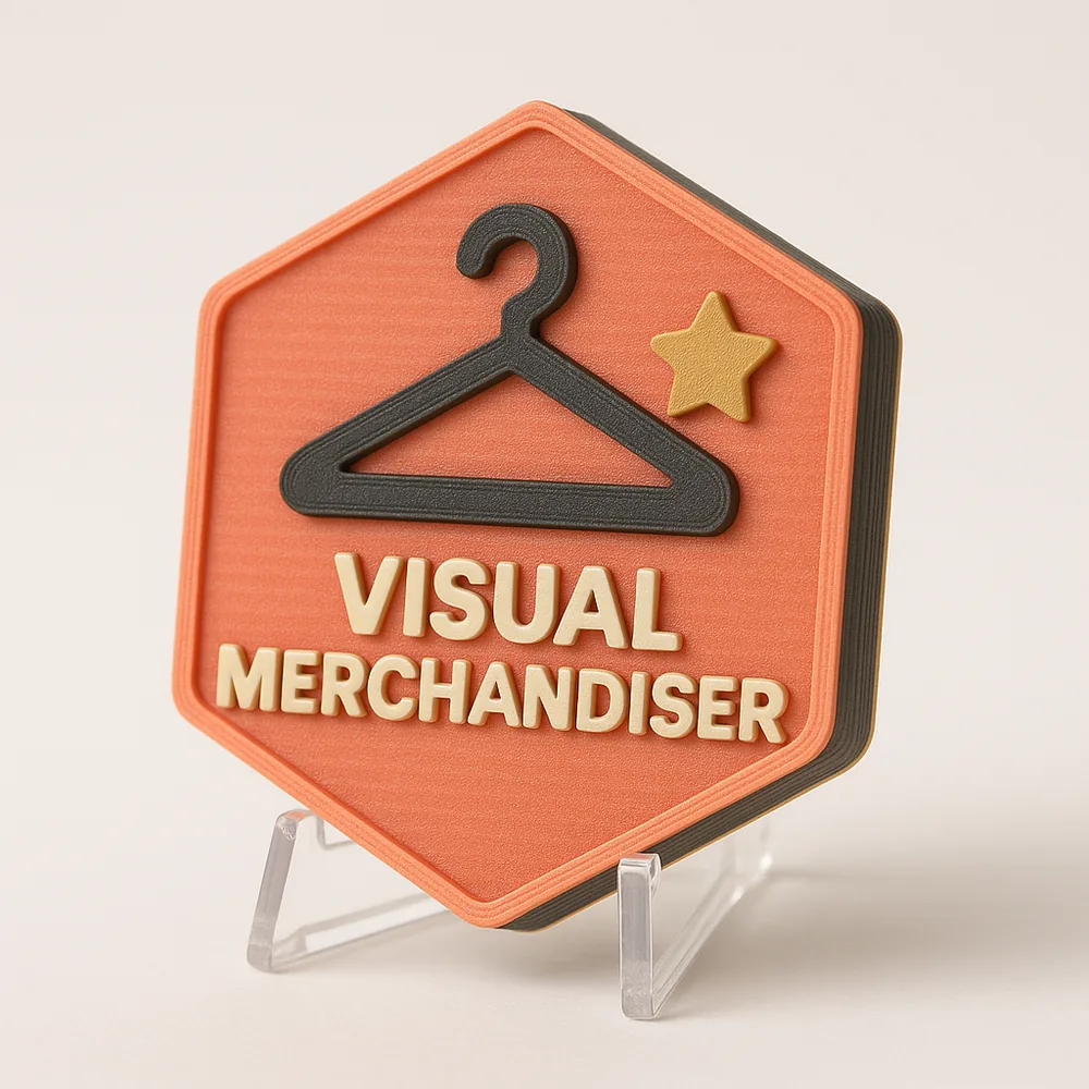 Visual Merchandiser magnetic 3D-printed achievement badge