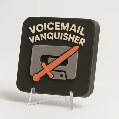 Voicemail Vanquisher magnetic 3D-printed achievement badge